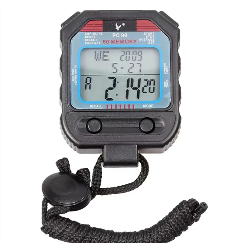 Professional Handheld Digital Stopwatch Three Row 60 Track Memory Timer Outdoor Sports Training Stop Watch Precision Timer Tools