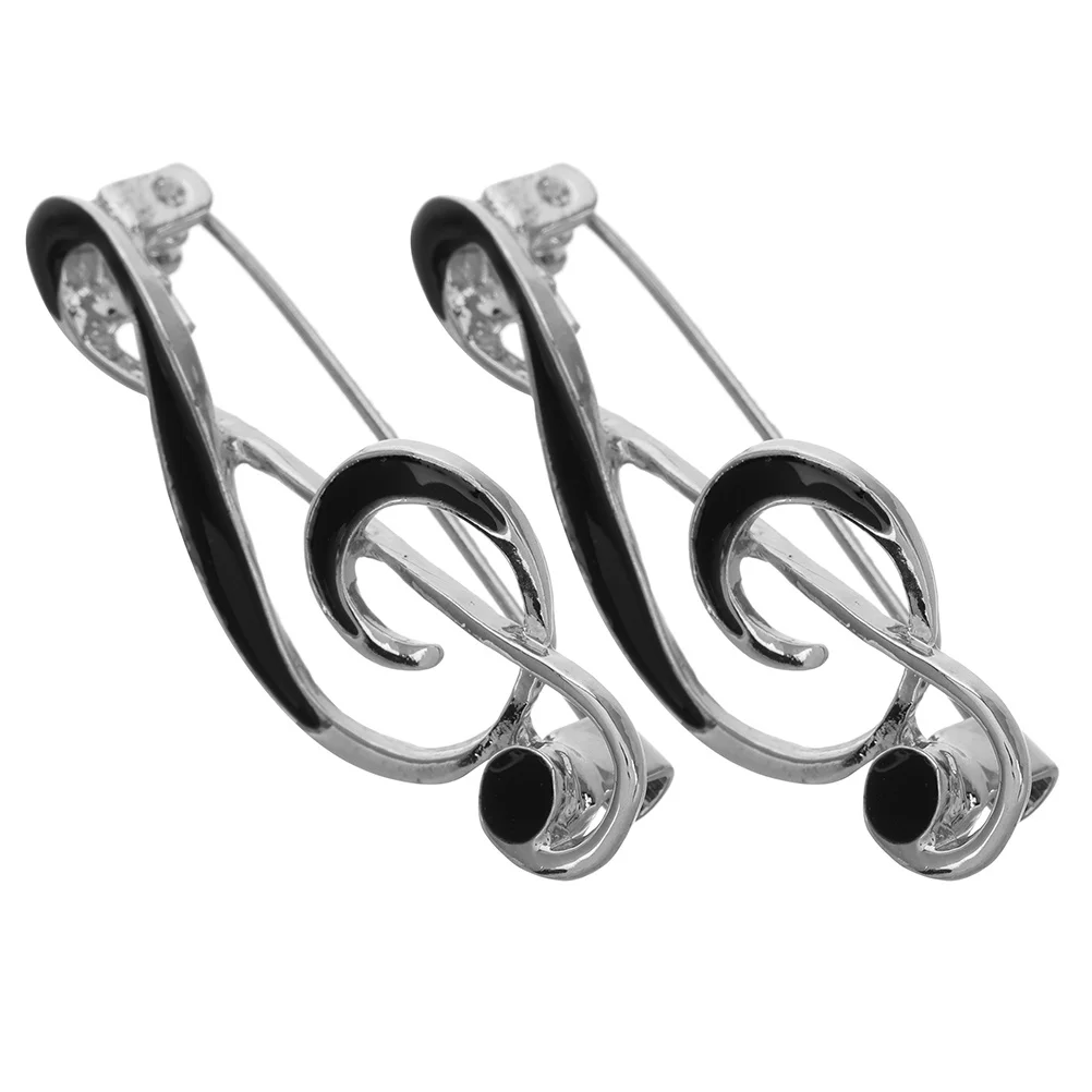 

2Pcs Music Note Brooch Pin Alloy Enamel Minimalist Design Easy Attach Lapel Suit Shirt Badge Music Lover Accessory Party Favor