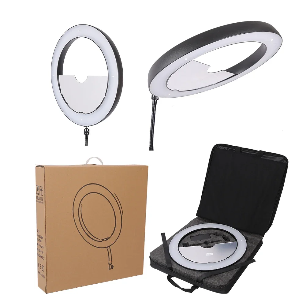 منتج Tiktok 18 بوصة حلقة الثريا ضوء مصباح لينة كمبيوتر محمول قوس قزح اللون حامل هاتف الخليوي حلقة سيلفي ملء الضوء