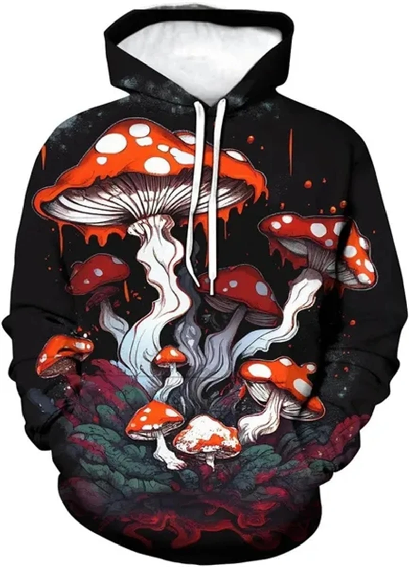 

3D Printed Men's Magic Mushroom Hoodie Autumn Winter Casual Print Sweatshirt Long Sleeve Pocket Hoodie Men Women Clothing Tops