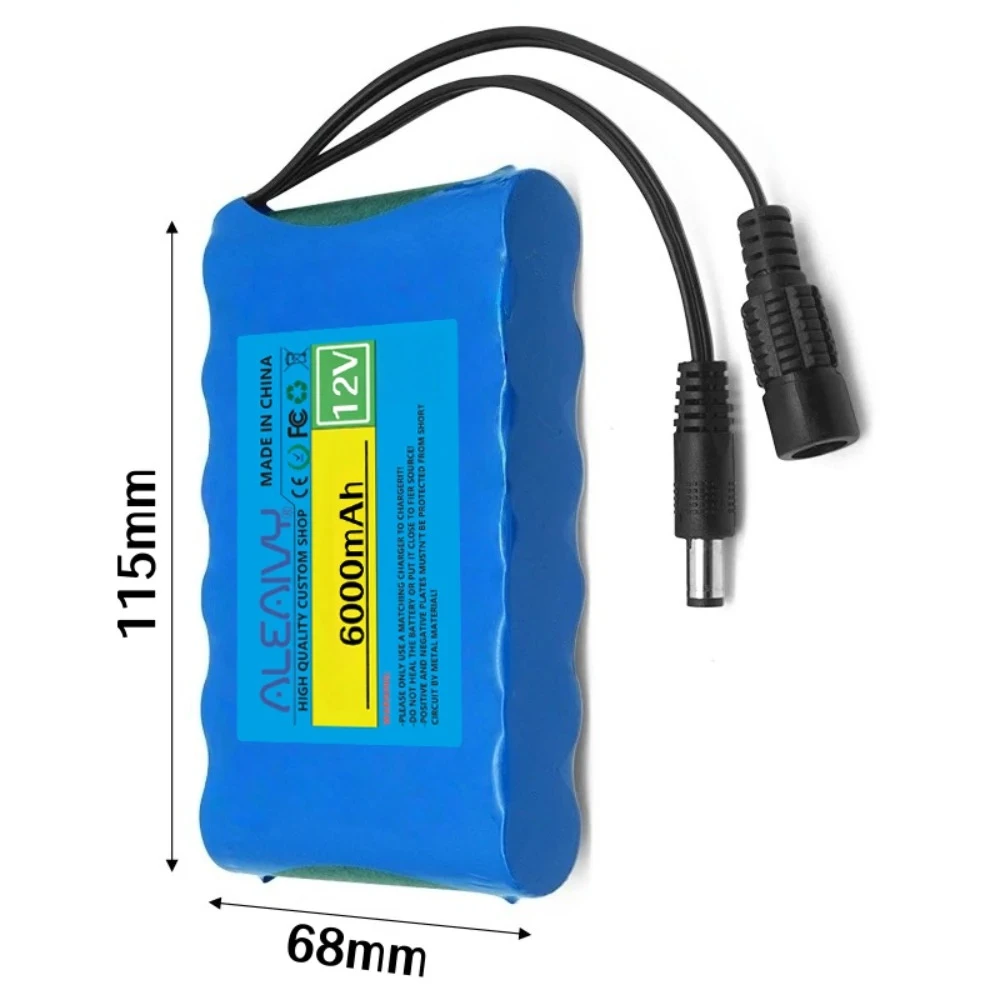 

12V 3S2P Battery Pack 6000mah Rechargeable Lithium Ion Battery 6ah Capacity for CCTV Camera Monitor with DC 12.6V 1A Charger