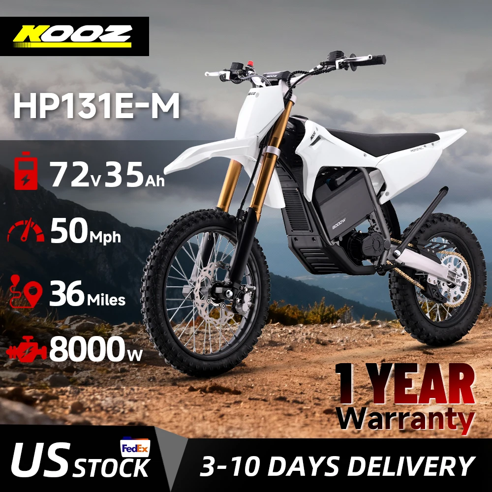 

KOOZ HP131E-M 72V 8000W Pro Electric Dirt Bike for Adults,3 Speed Modes Electric Motorcycle Up to 50 MPH with 17"/14" Tires.