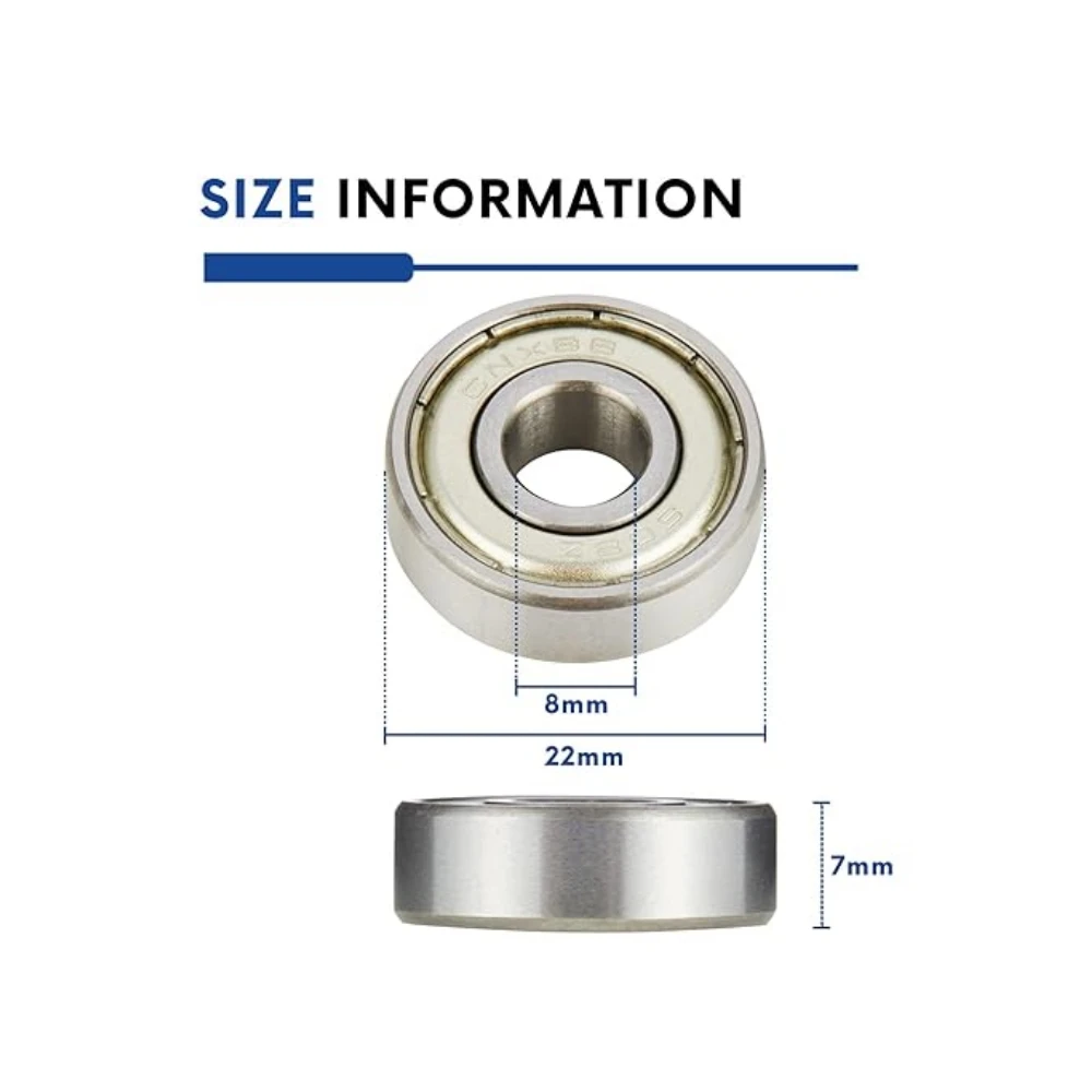 

8mm X 22mm X 7mm 10Pcs 608 ZZ 608RS Ball Bearings 608ZZ Metal Double Shielded Miniature Deep Groove Skateboard Ball Bearings