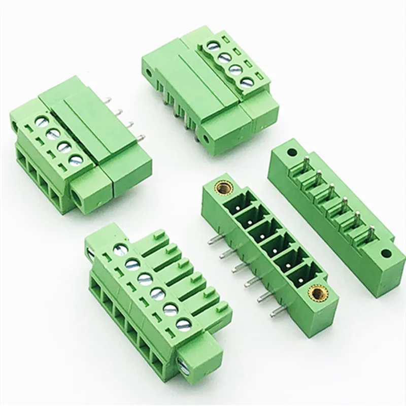 2sets 3.81mm Pluggable PCB Screw Terminal Block Connector with Right Angle/ Straight Needle Pin Socket 15EDGKM 2/3/4/5/6/7/8P