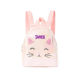 Mini mochila bordada con Gato bonito para niños y niñas, regalo personalizado para estudiantes de escuela primaria, guardería