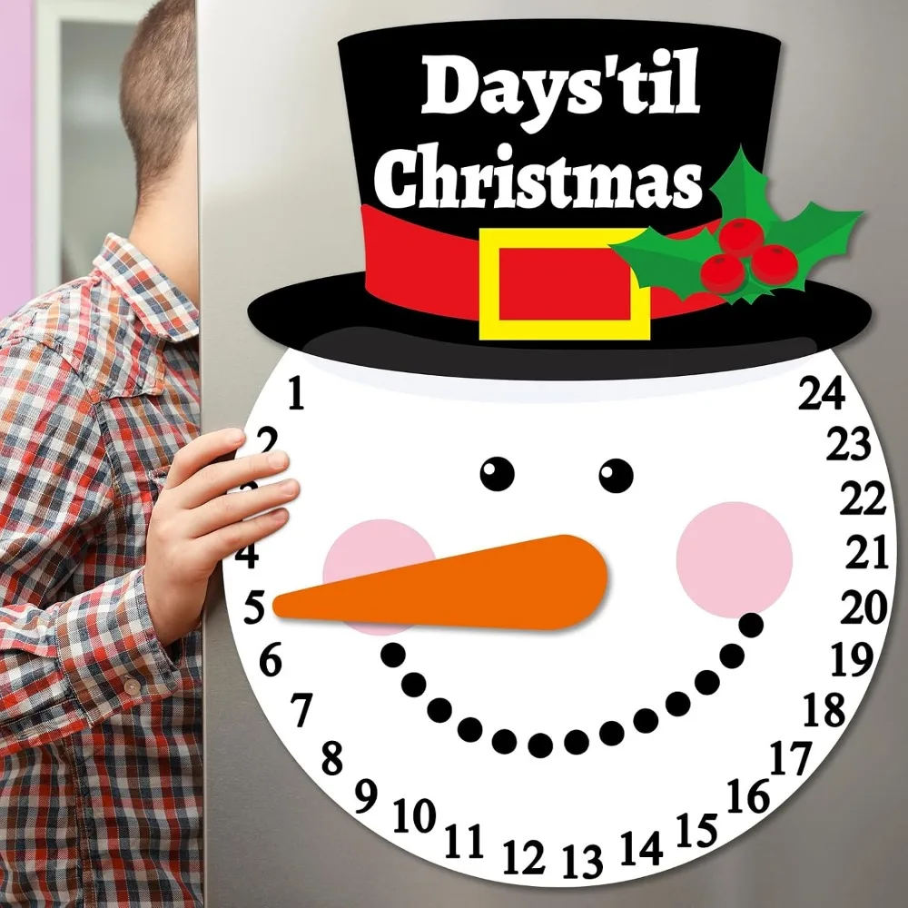 2-Pack Christmas Countdown Snowman Refrigerator Tiles, Christmas Countdown Calendar Tiles