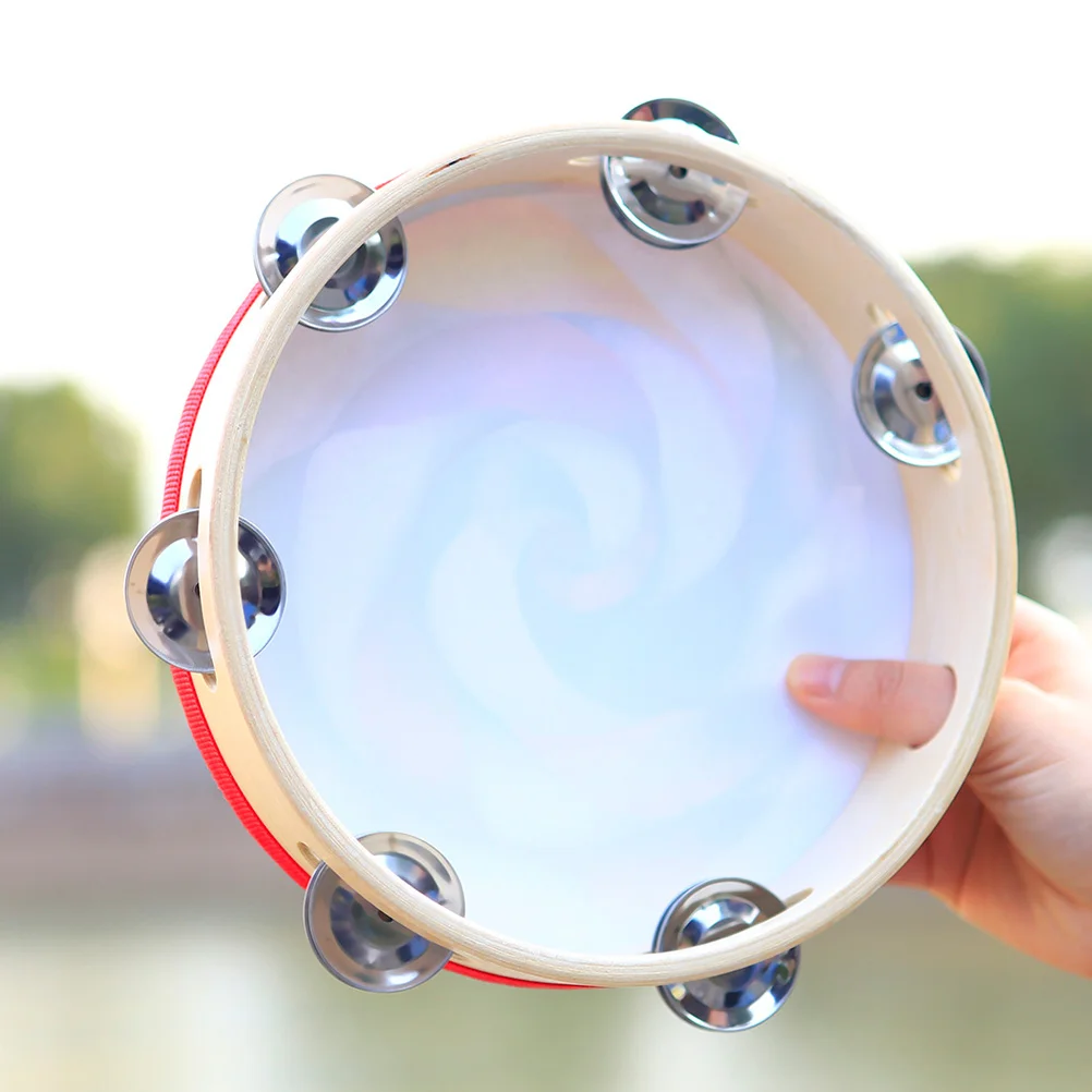 

1pc Hand Drum Tambourine Kids Musical Toy 8 Inch Colorful Double Side Handbell for Educational Fun Party Dancing Concert