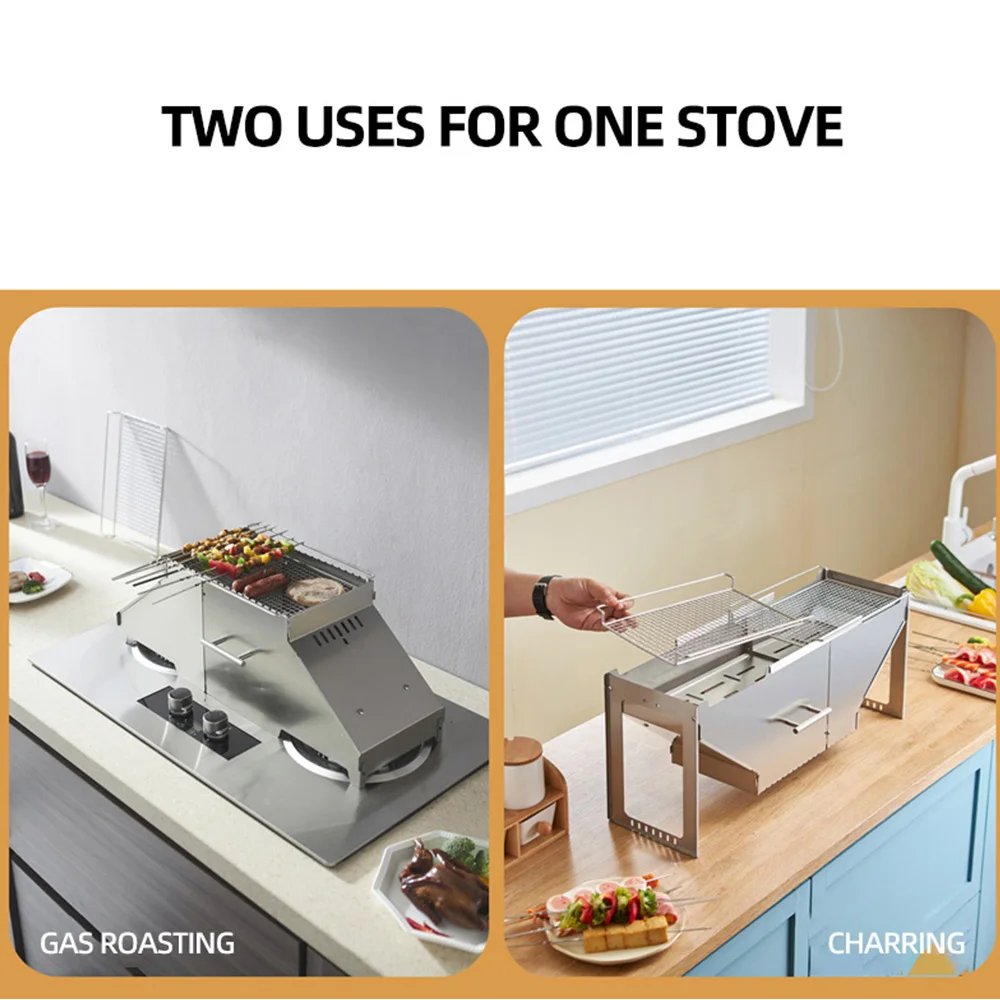 موقد غاز منزلي 2025، موقد شواء، موقد شواء داخلي بدون دخان، من الفولاذ المقاوم للصدأ قابل للفصل