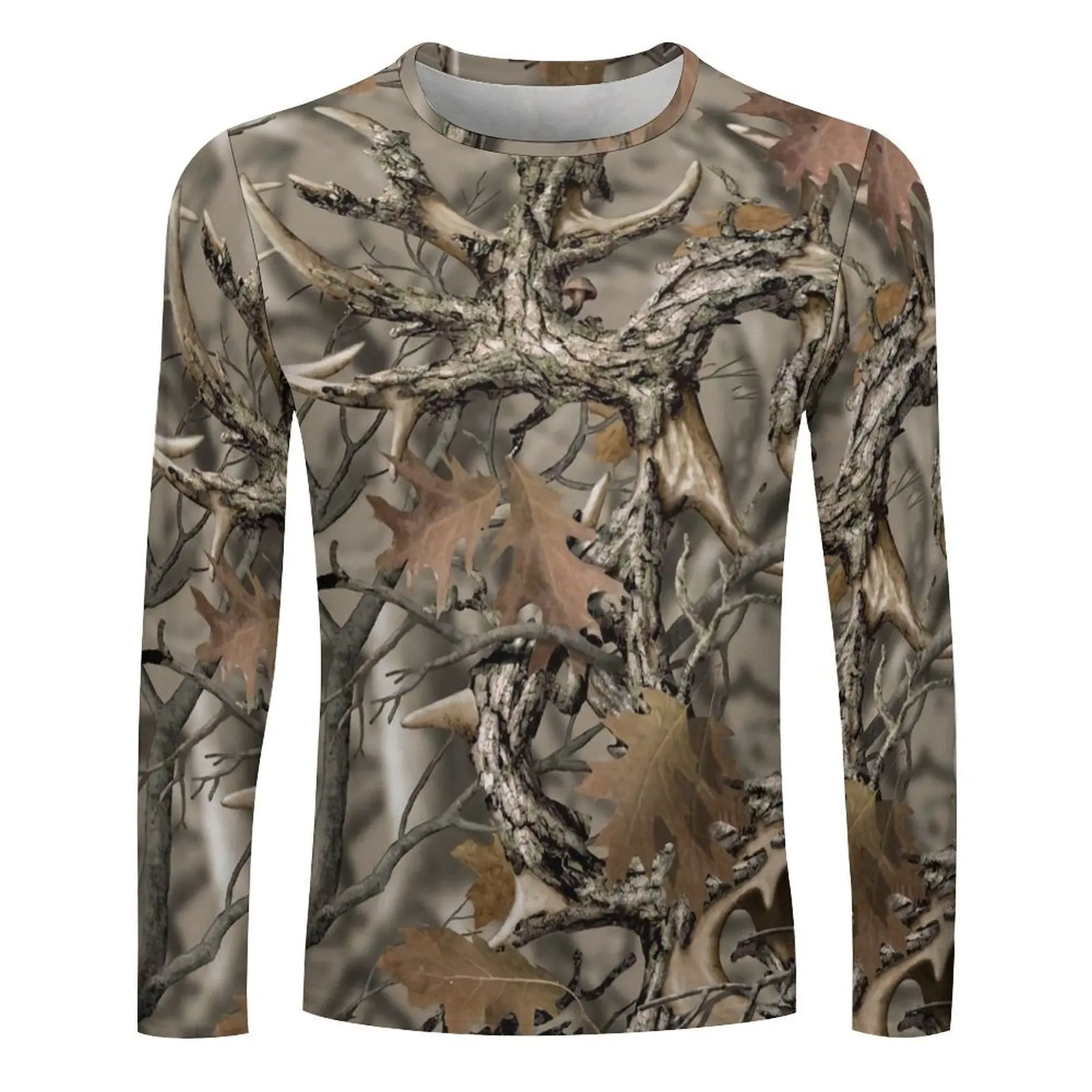 3D Printed Jungle Camouflage Hunting Style Men's Long Sleeve T-shirt Spring And Autumn Outdoor Cool High Quality Round Neck Top