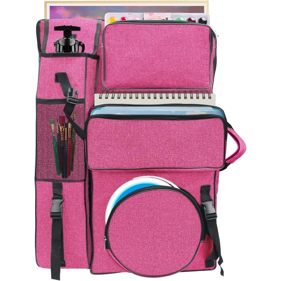 20 x 26 Canvas Art Portfolio Backpack for Outdoor Travel and Drawing: Large Capacity Carry Bag with Dedicated Compartments for