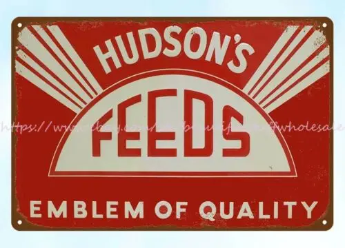 Hudson's Feeds farm barn livestock metal tin sign garden wall decorations