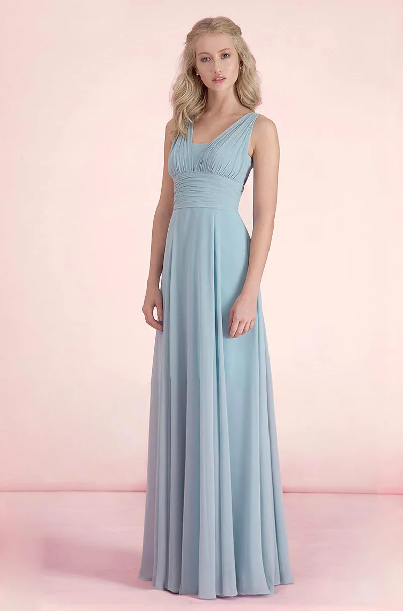 Nach Maß DIY Lange Brautjungfer Kleider Chiffon Rosa Blau Gelb Korallen Boden-Länge Vestido Hochzeit Party Prom Kleid Frauen kleid