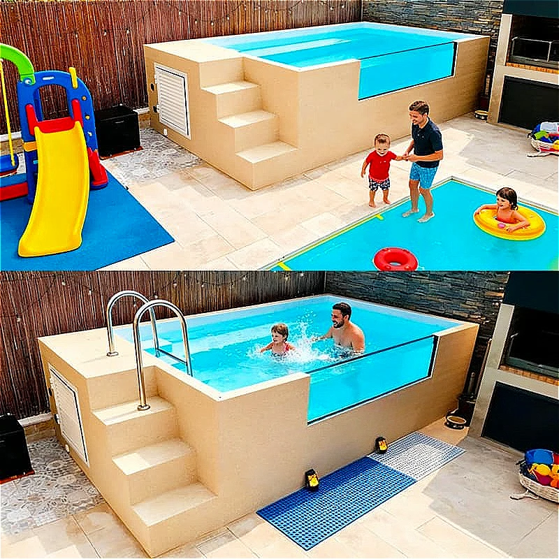 Container Swimming Pool Stainless Steel Shipping Container Pool Above Ground Villa Garden Outdoor Entertainment Summer Custom
