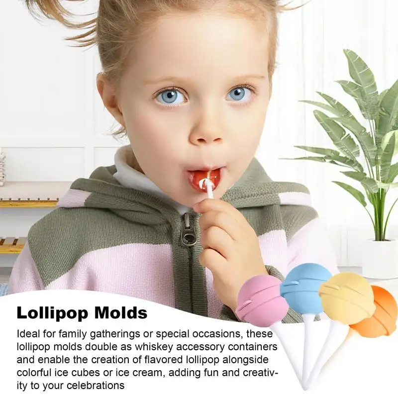 

Ice Cream Molds Silicone Lollipop Candy Molds 4 Pieces Reusable Easy Release Mould Whiskey Bar Supplies Maker For Chocolate
