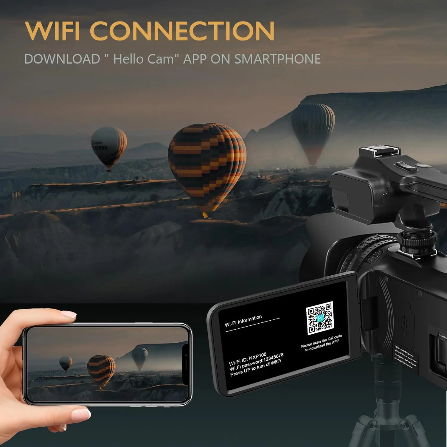 كاميرا فيديو 6K للتصوير الفوتوغرافي 64 ميجابكسل كاميرا فيديو يوتيوب بث مباشر تدوير 4.0 بوصة شاشة تعمل باللمس مسجل مدونة فيديو رقمي كاميرات ويب