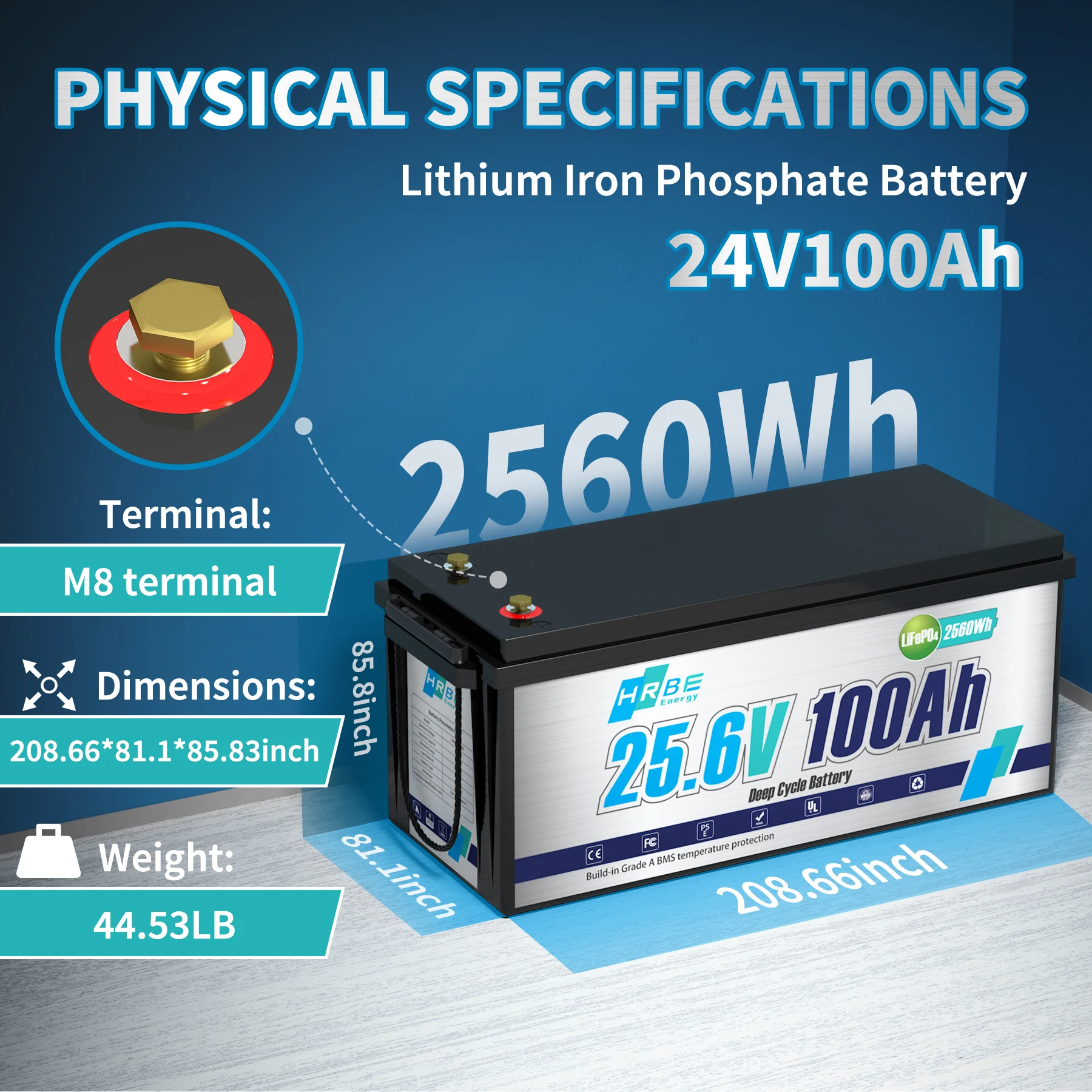 24V 50Ah 100Ah LiFePo4 Battery 6000+ Cycles,for RV Trolling Motor Solar System RV Replacement Rechargeable Battery Built-in BMS