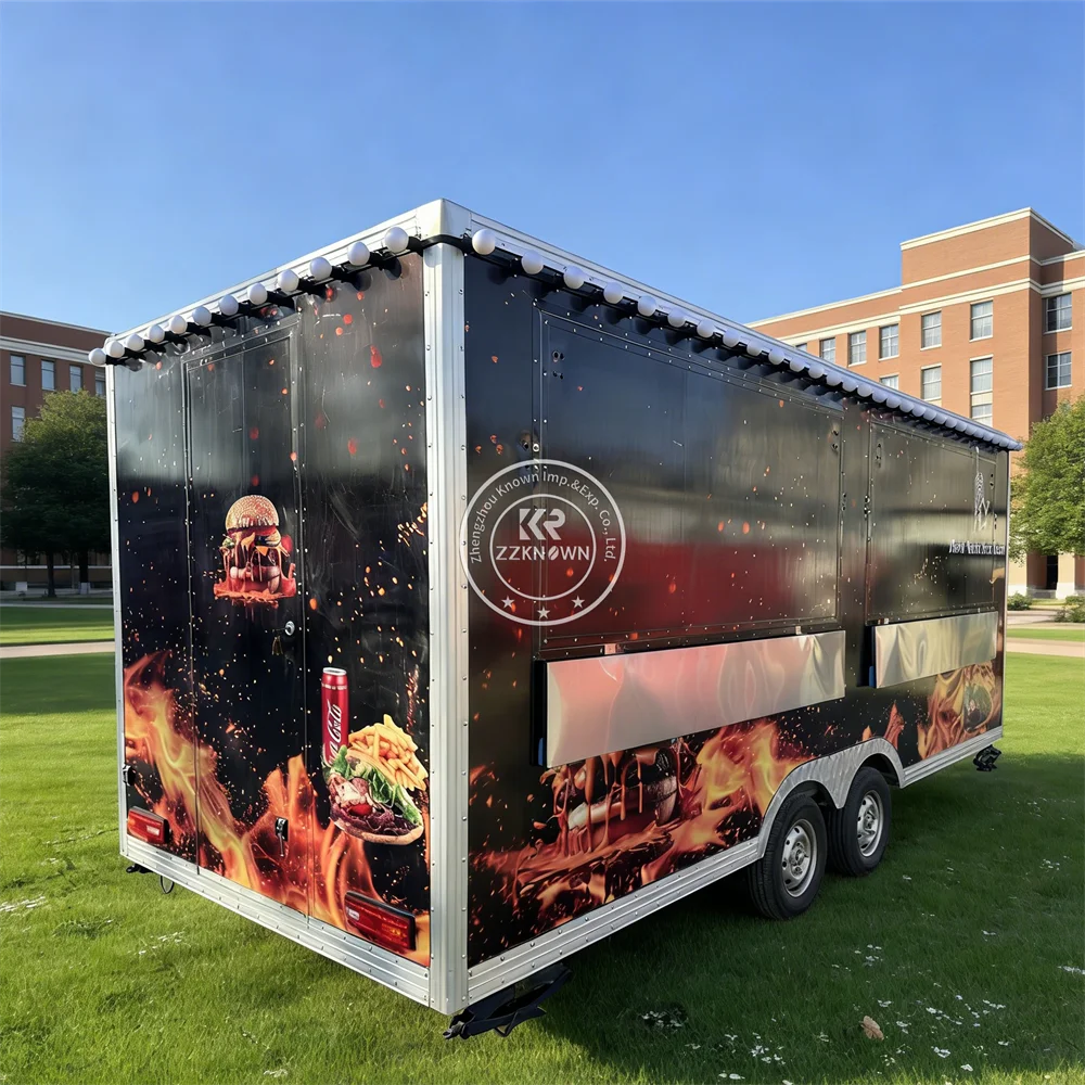 Mobile Hot Dog Cart Truck Churros Cart Food Vending Cart Mobile Kitchen Catering Food Trailer Portable Street Food Truck