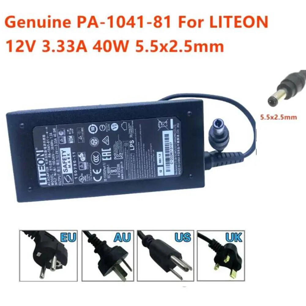 Genuine LITEON 12V 3.33A 40W 5.5x2.5mm PA-1041-81 PA-1041-0 PA-1041-71 AC DC Power Adapter For Monitor Power Supply Charger