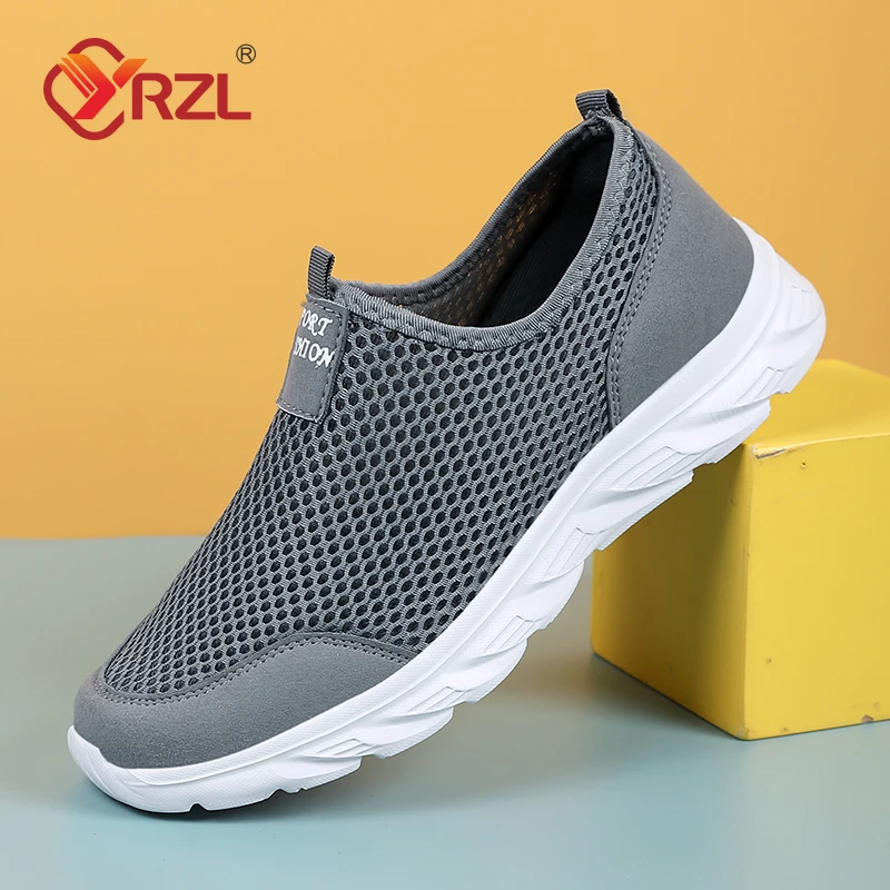 YRZL Breathable Men Casual Shoes Lightweight Outdoor Man Walking Shoe Non-slip Men's Sneakers Slip on Flats Comfortable Footwear