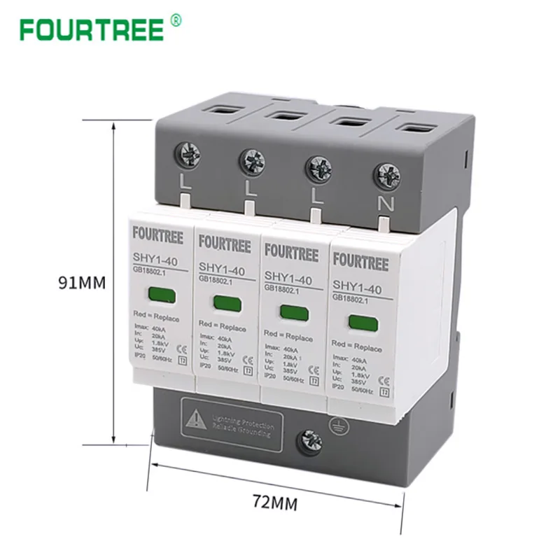 AC SPD Surge Protection 2P 4P 10〜20KA 20〜40KA 30KA〜60KA House Lightning Protector Low-Voltage Arrester Device Laser Printing