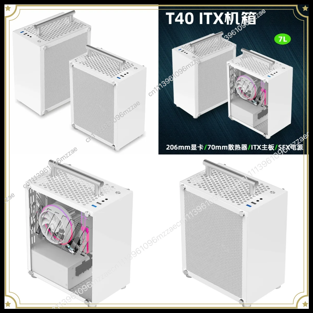 T40 Mini ITX Chassis, Back to Back Portable SFX Case, A4 Small Desktop 7L PC Case for DIY Build