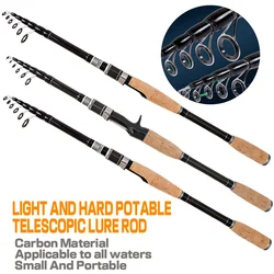 New Telescopic Lure Rod 1.8M-3.0M Carbon Fiber Cork Wood Handle Spinning/Casting Travel Rods Ultralight Fishing Accessories