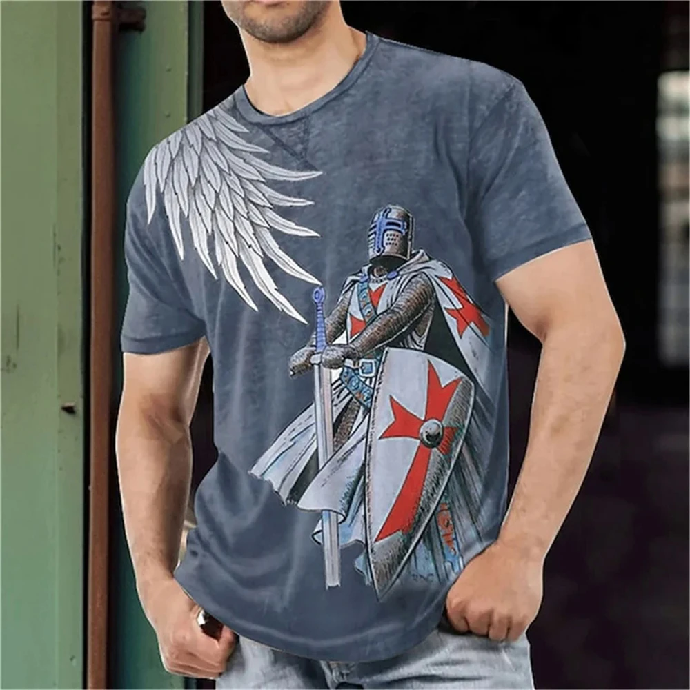 Mann Sommer T Shirts Ritter Templer 3D Gedruckt T-Shirt männer O Hals Kurzarm Tops Täglich Casual Übergroßen tees Männliche Kleidung