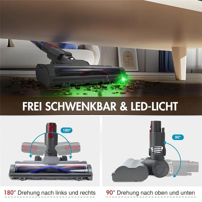 A005-رأس فرشاة لدايسون V8 V11 V15 V10 V7 فرشاة أرضية كهربائية مع أضواء LED استبدال فرشاة نظافة الرأس