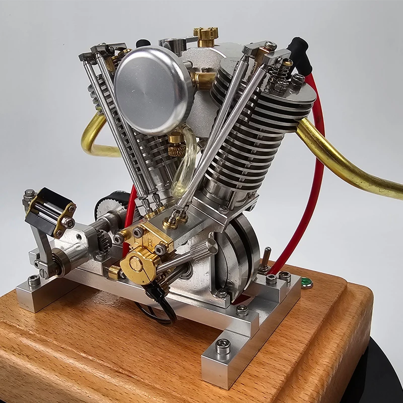 Mini Retro Motorcycle H08 Hoglet V2 Engine Model 4.2CC OHV V-Twin Four-stroke Gasoline Engine Manual Start Metal Model