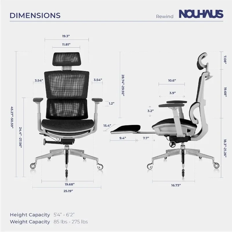 Ergonomischer Bürostuhl mit Fuß stütze und Lordos stütze. Drehbarer Computers tuhl, rollender Home-Office-Schreibtischs tuhl mit Rädern