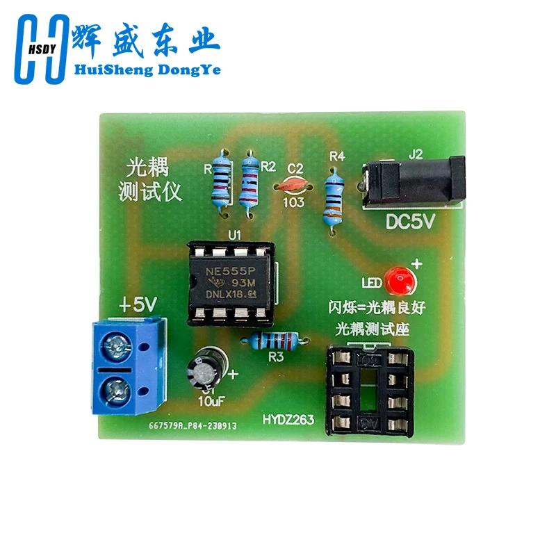 Optokoppler-Tester-Kit 555, Anwendung, Leiterplatte, zum Üben, Schweißen, DIY, elektronisches Ersatzteil-Kit ohne DC-Kabel