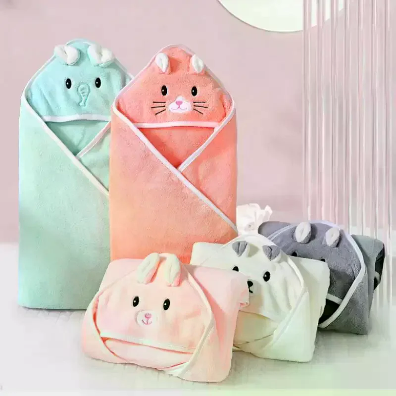 Toallas de baño con capucha de animales de dibujos animados para bebé, albornoz para niño pequeño, manta envolvente para dormir cálida para niños y niñas, manta de toalla suave para recién nacidos