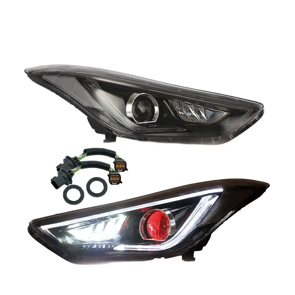 

VLAND Headlamp Car Headlight Assembly For 2011-2016 Hyundai Elantra Coupe 2013-2014 Head Light Moving Turn Signal Dual Beam Lens