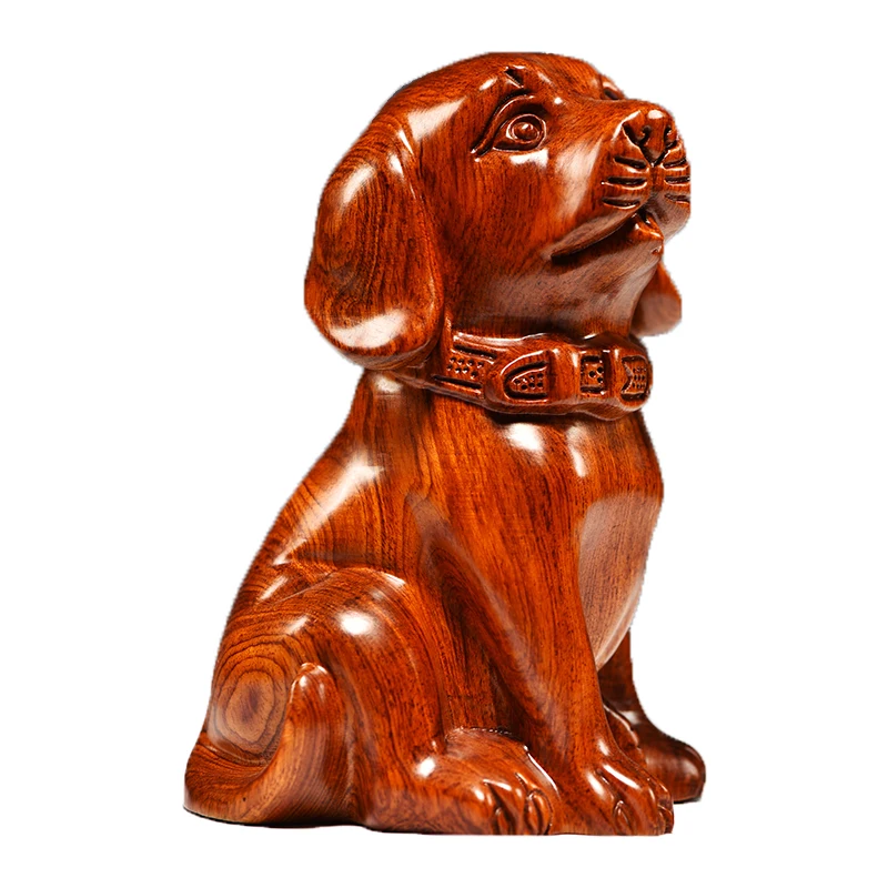 Pear wood carving dog ornament twelve zodiac solid wood home living room TV cabinet office decoration mahogany crafts