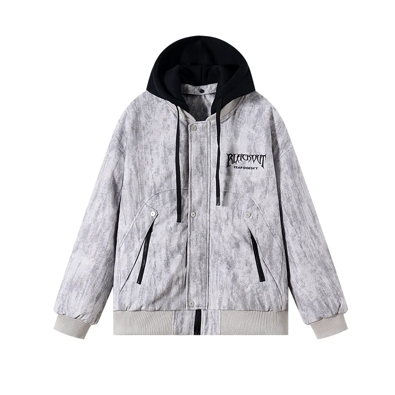 

Dough Fly Casual Men's Parka Jaet Detachable Hood Versatile Loose Fit Du down Warm Ci Leisure Regular Length