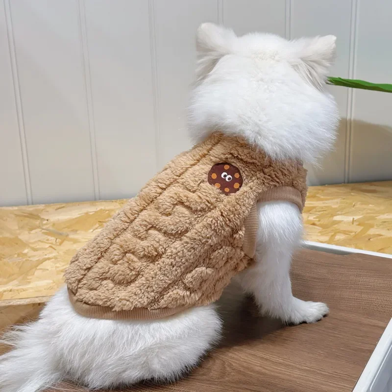 

Pet Winter Cookies Plush Vest Pet Puppy Clothes Autumn Winter Fried Dough Twists Plush Puppy Coat Puppy Clothes for Small Dogs