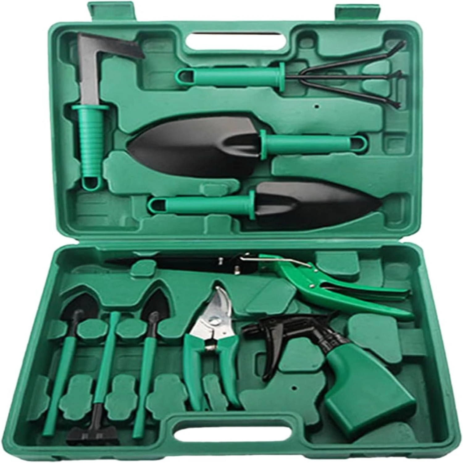 High-Quality Durable Ergonomic 10-Piece Gardening Hand Tools Set Complete with Carrying Case - Includes Garden Tool Set with Sho