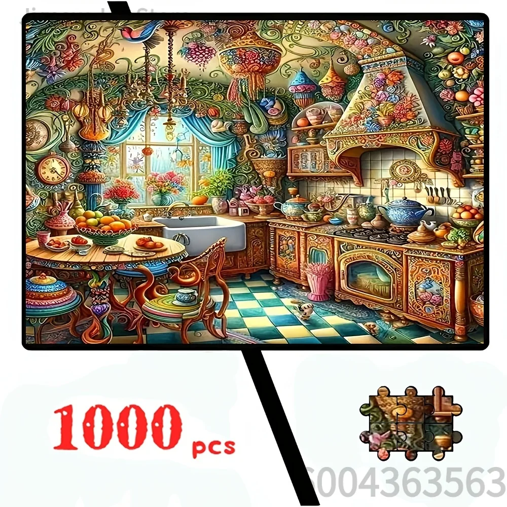 Art Jigsaw Puzzle, Magic Fantasy Kitchen, Aurora Snowy Mountain, Funny Toilet Cat, Cute Water Otter, Home Wall Art