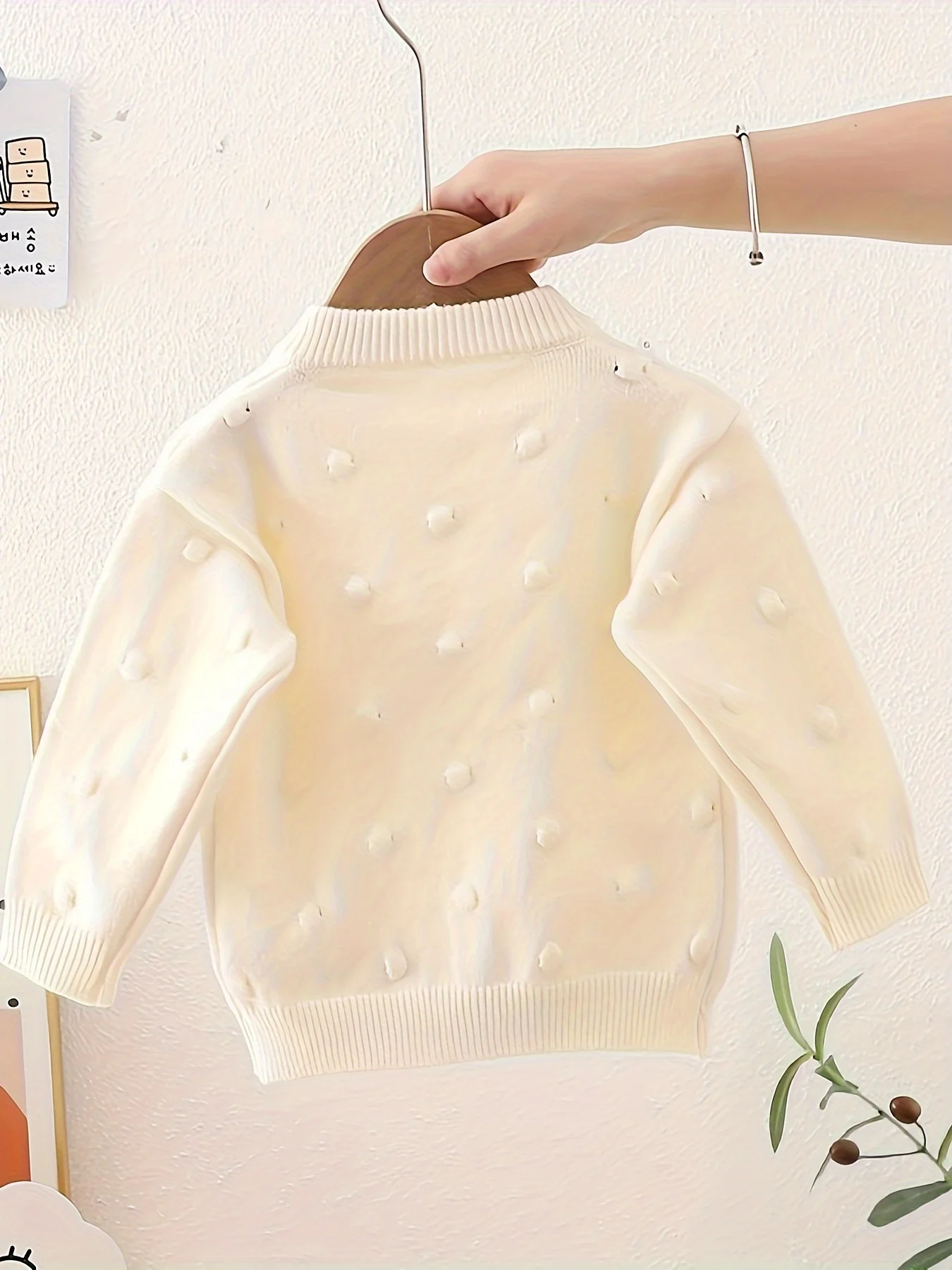 Girls' Embroidered Three-Dimensional Flower Cardigan Sweater, Baby Girl's Autumn Comfortable, Soft and Versatile Knitted Jacket