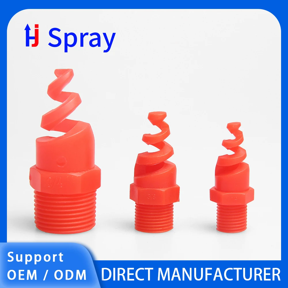 Huajue high-quality plastic spiral nozzle, 3/8 inch external thread, 90° spray angle, suitable for fire fighting/cooling