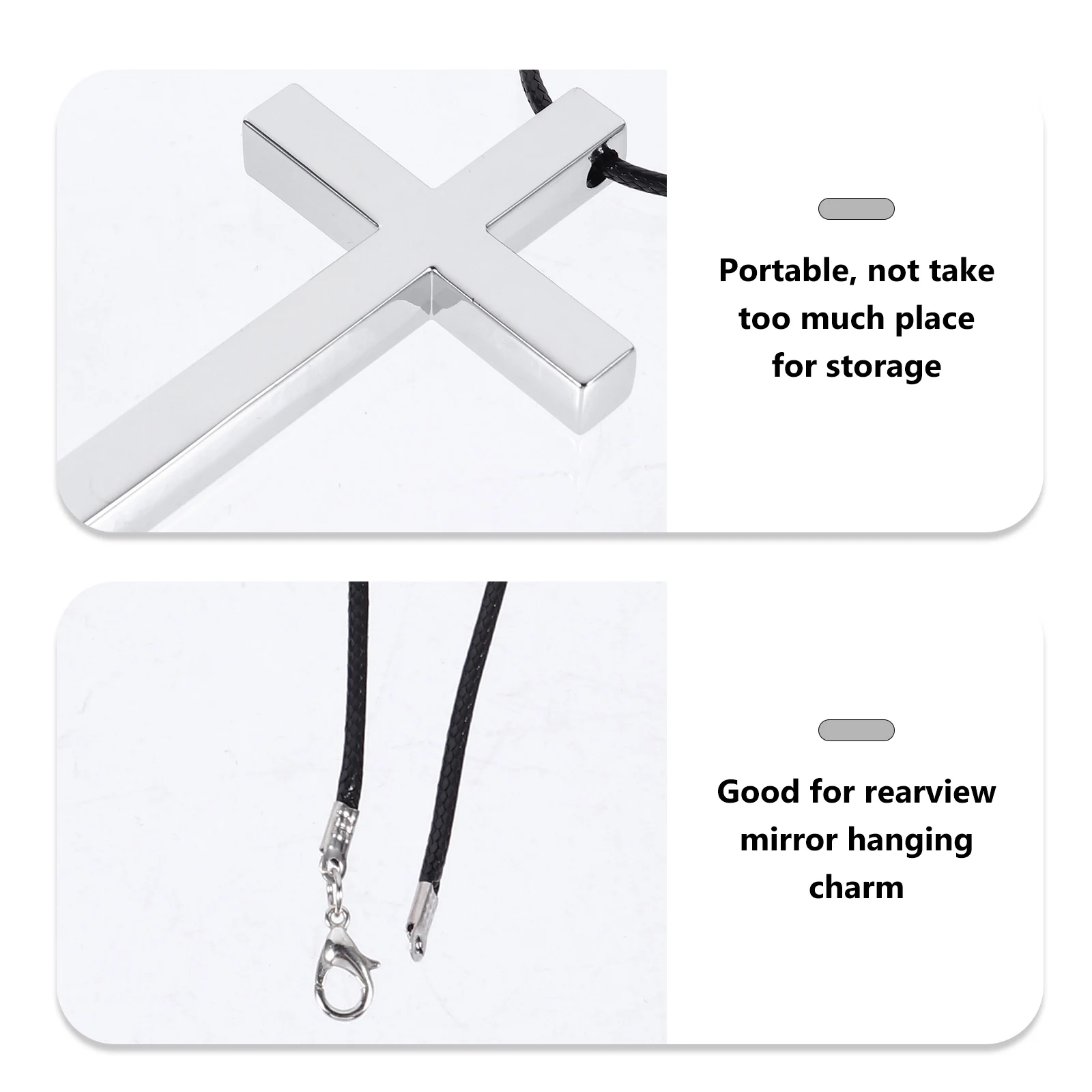

Cross Pendant Car Decor Alloy Material Rearview Mirror Hanging Charm Silver Color Storage Jewelry Accessories
