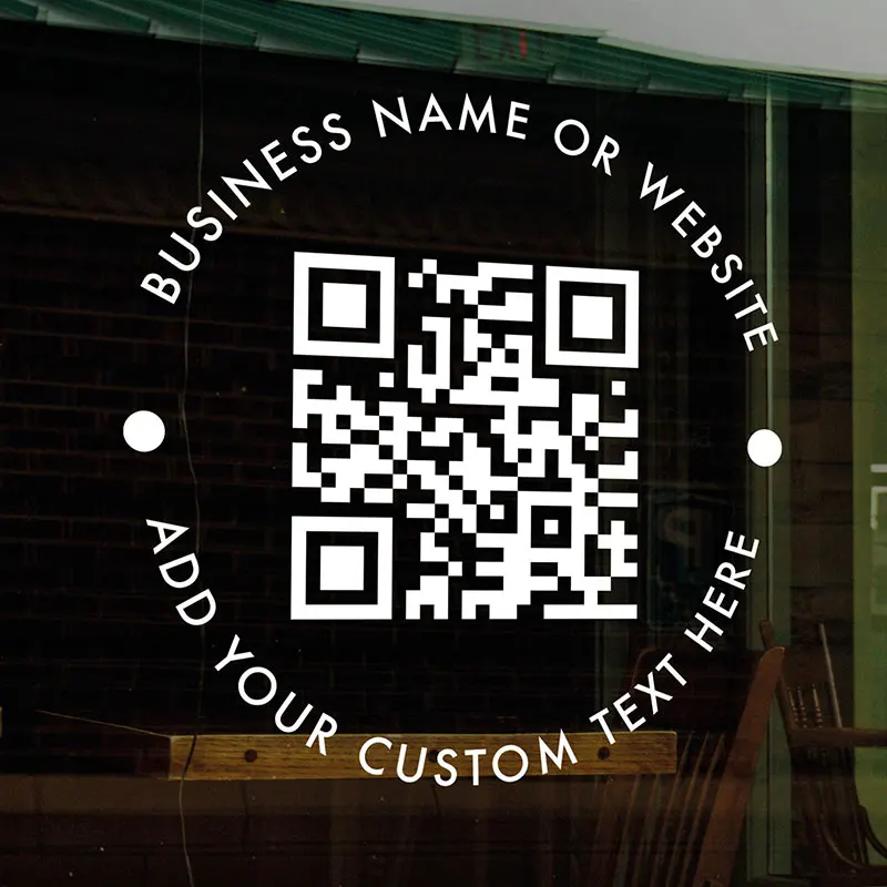 Custom QR Code Decal Sticker with Personalized Text, Social Media, Website, Window Decor Removable Wallpaper Q160