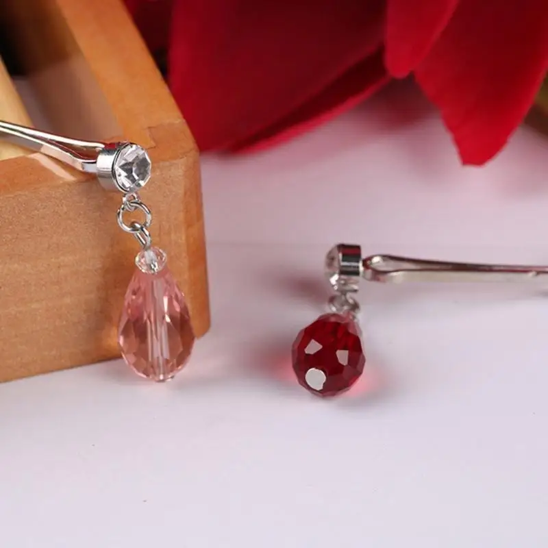 39BD 12Pcs Faux Crystal Pendant Muslim Hijab Scarf Metal U Clips Shawl Brooch Pins