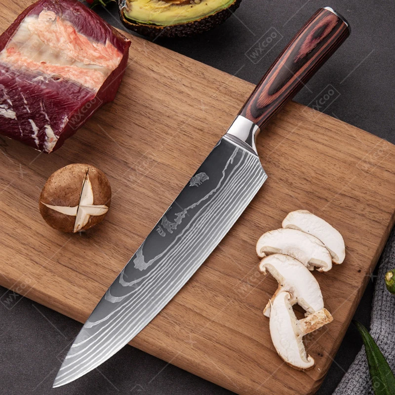 WXCOO Профессиональный кухонный нож шеф-повара Кованый нож для мяса Дамасские кухонные ножи Нож для нарезки и резки Нож для очистки фруктов