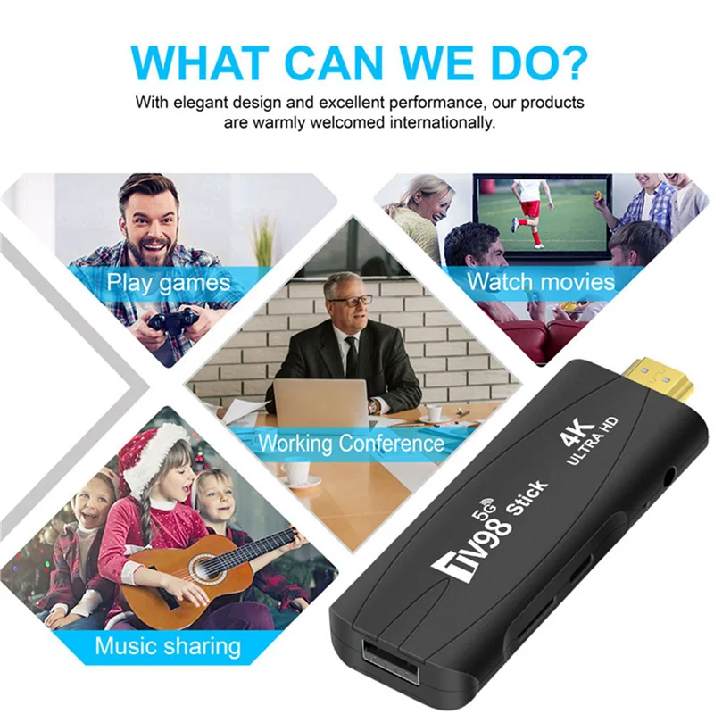 

ABVO-2X TV98 TV STICK 2G+16G Android12.1 2.4G 5G Wifi Android Smart TV BOX 4K 60Fps Set Top Box(EU Plug)