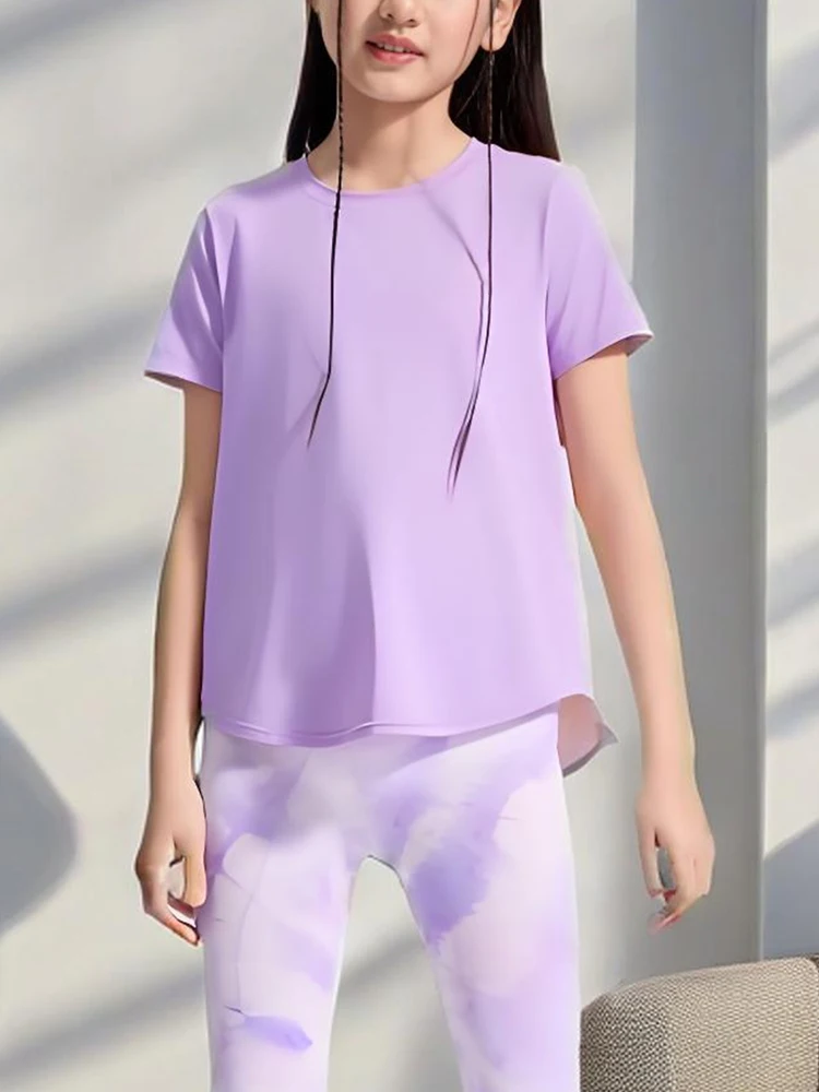 

Детская спортивная футболка для йоги Qui Dry Elastic, приятная для кожи, повседневная футболка для йоги Moisture ng Four Season Unive...