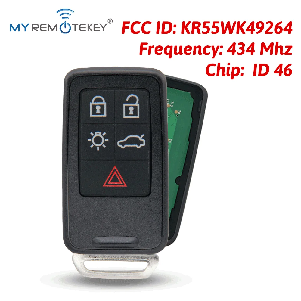 

Remtekey Smart Car Key 434 Mhz 5 Button For Volvo S60 V60 XC60 2011 2012 2013 2014 2015 2016 2017 KR55WK49266