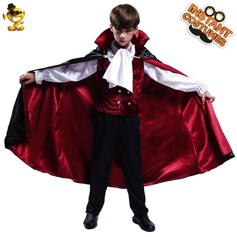 

Halloween Vampire Count Cosplay Costume Cloak Shirt Vest Set Holiday Party Outfit