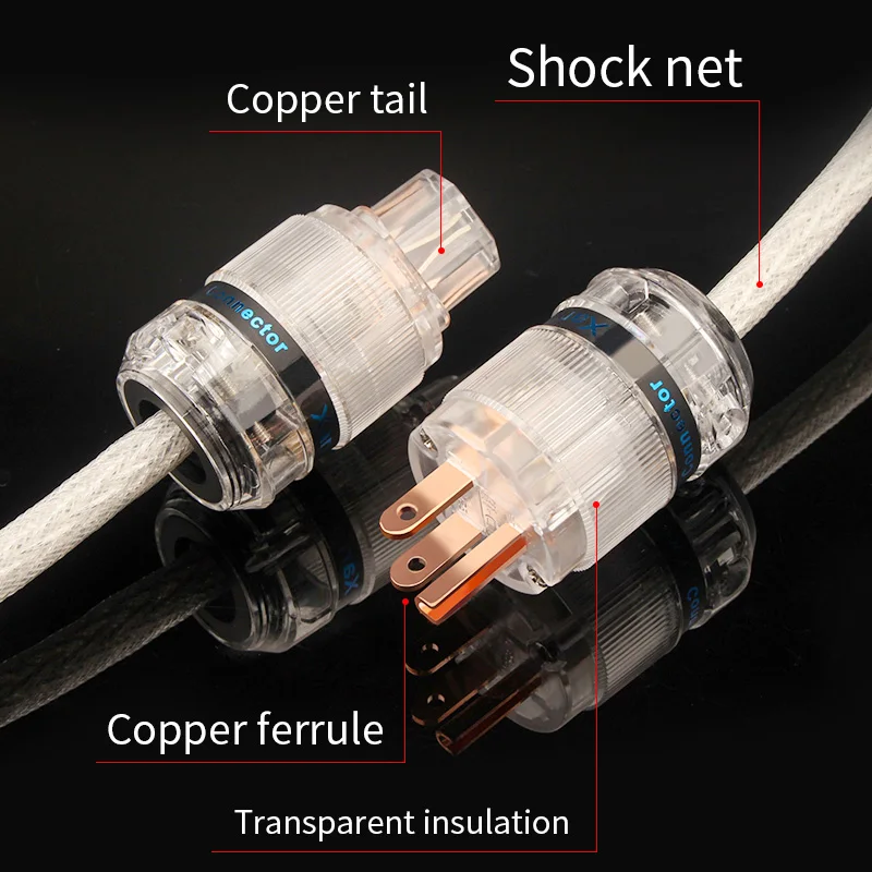 hifi OCC silver-plated EU/US/AU power cable audio amplifier speaker pure copper gold-plated rhodium-plated plug