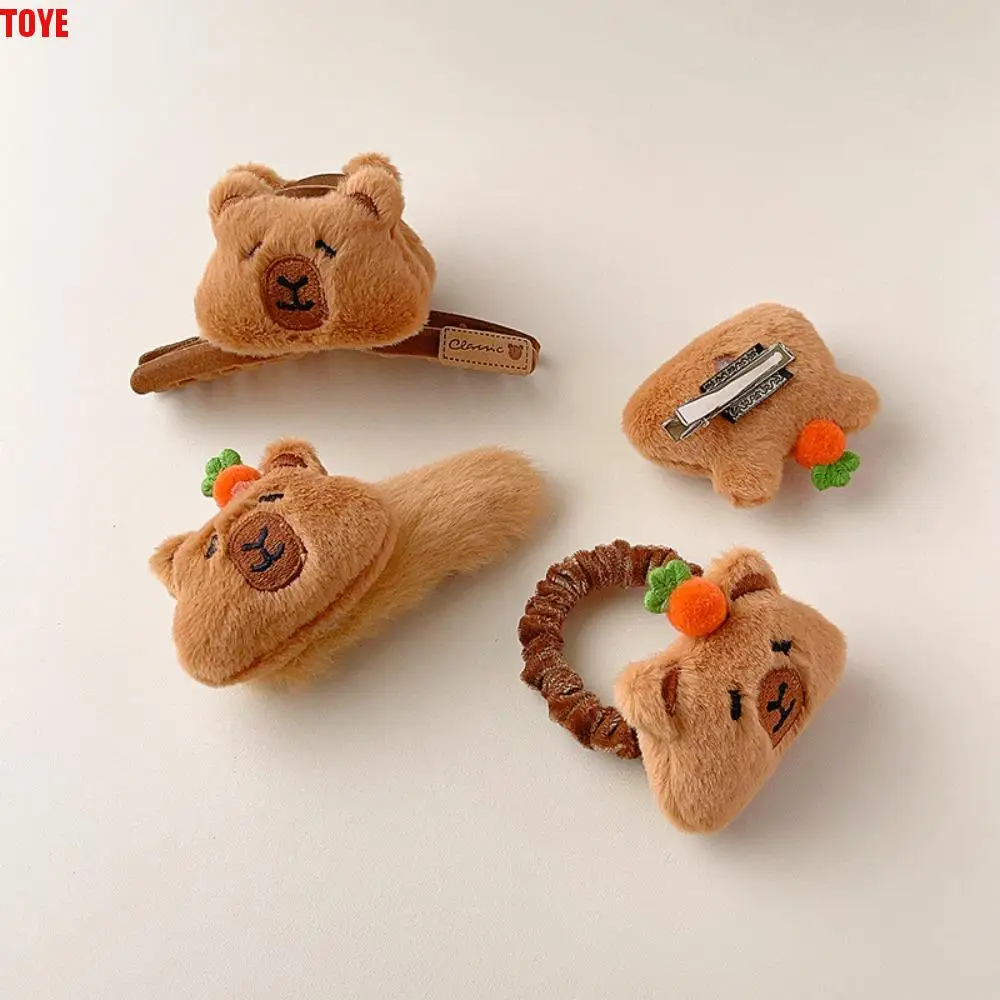 

Cute Flocking Capybara Hair Ring Kawaii Funny Cartoon Duckbill Clip Animal Sweet Plush Claw Clip Gifts